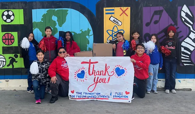 FUSD Students thanking PG&E for donated sweaters